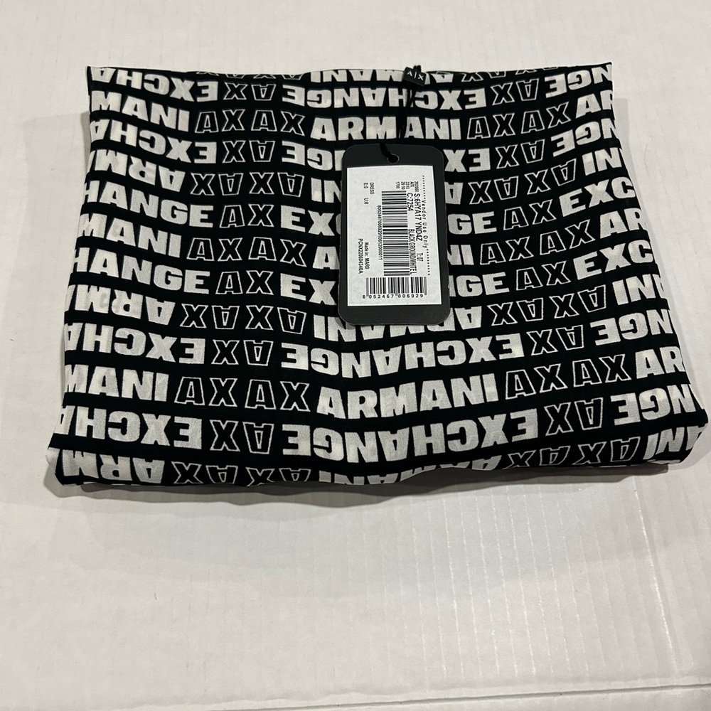 A|X ARMANI EXCHANGE Women's Logo Mid Length Dress, Black/White..